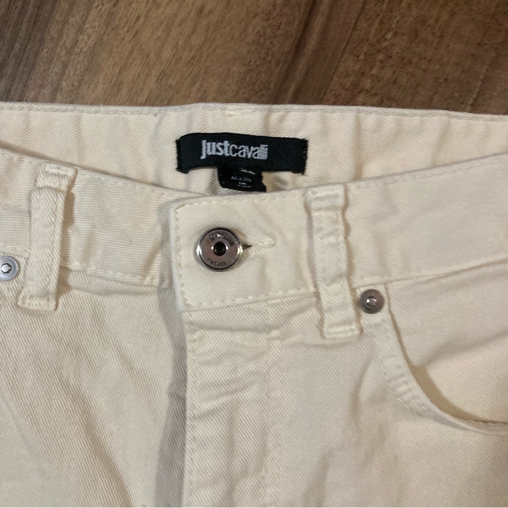 Vintage Roberto Cavalli White Zebra Gold Foil Pants Sz 26 - Picture 3 of 8